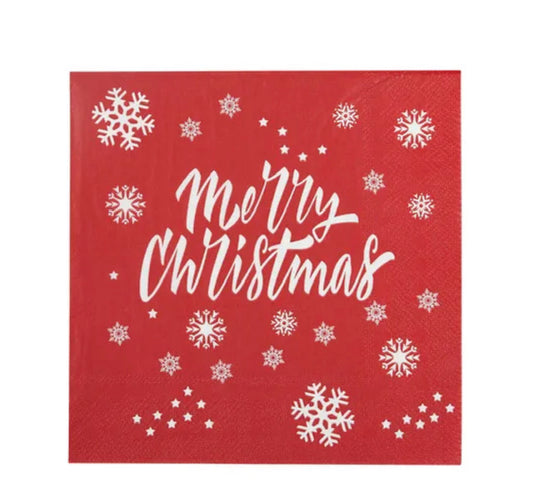 Merry Xmas Red Napkin 20 pk