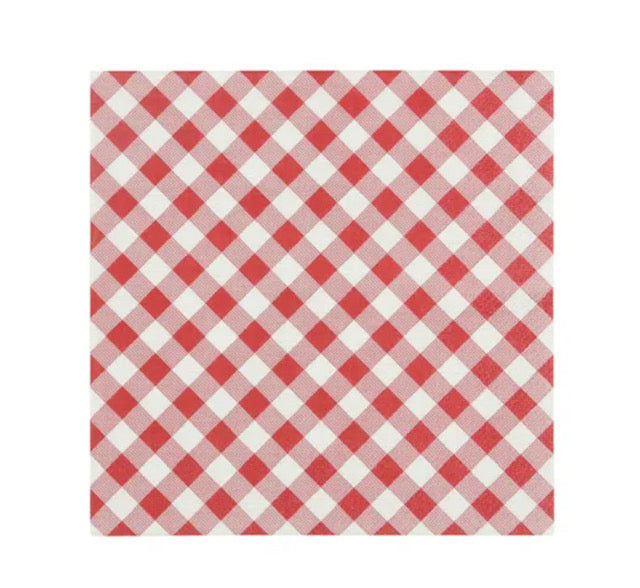 Gingham Red/White Napkin 20pk 3ply