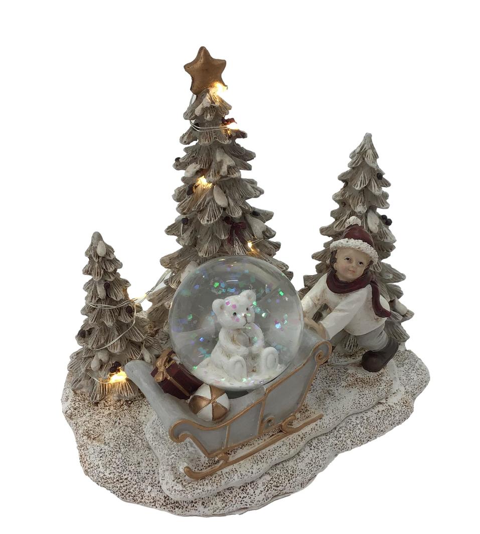 Boy and Sleigh Scene