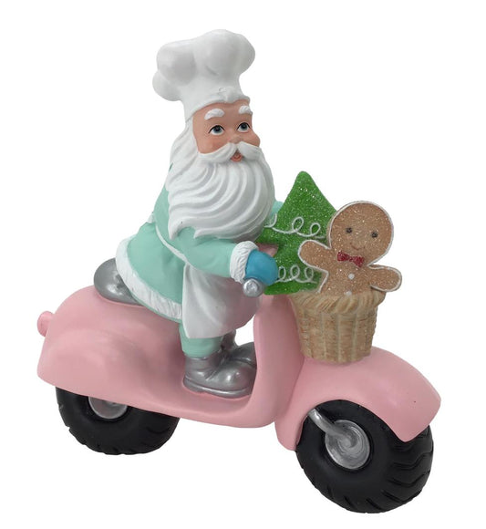 Santa on Pink Motor Bike