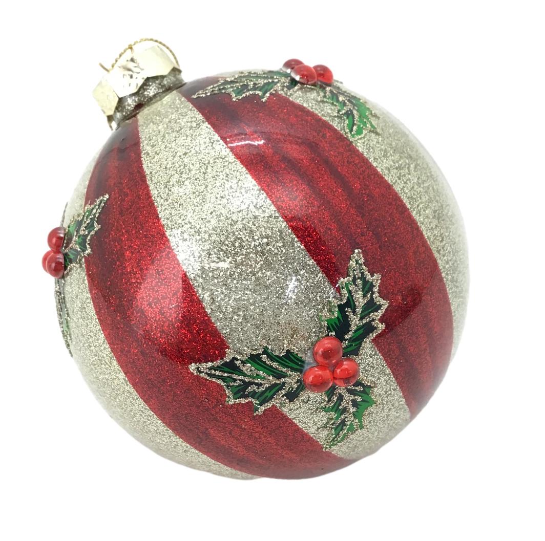 Red Gold Holly Ball Hanging