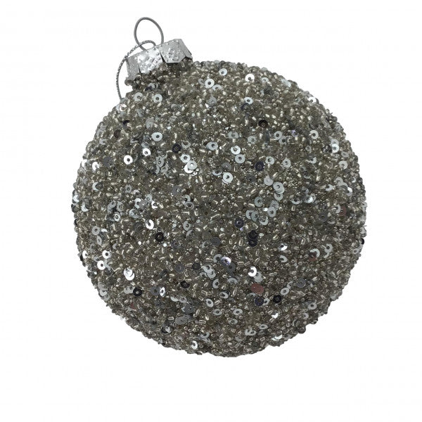 Silver Crystal Ball Hanging Ornament