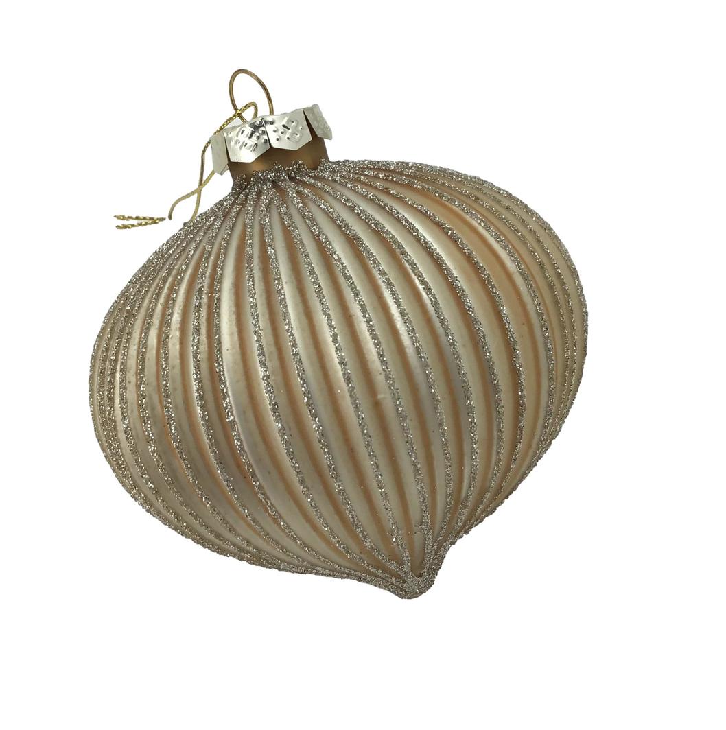 Champagne Striped Drop Ornament
