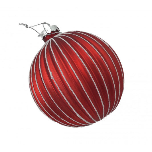 Red Lined Ball Hanging Ornament
