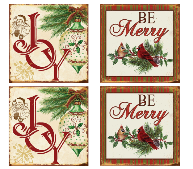 Joy/Be Merry Coasters Set 4