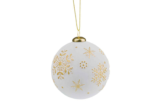 White Snowflake Christmas Bauble 9cm
