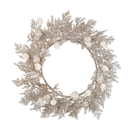 Champagne Cedar White Ball & Cone Wreath
