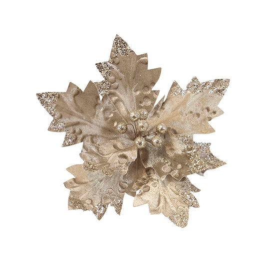 Fawn Champagne Poinsettia Clip on