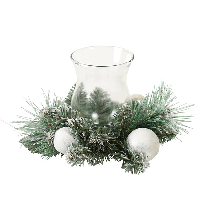 Frosted White Ball Hurricane Lantern