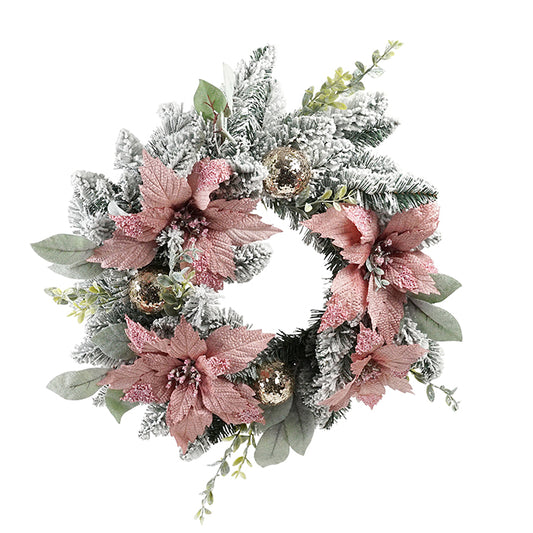 Pink Poinsettia Wreath Large