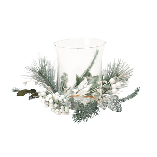 Sage, White Berry with Hurricane Lamp