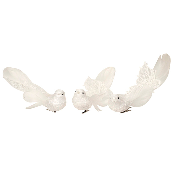 Feather White Clip on Bird