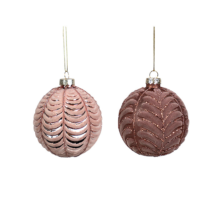 Matt Pink Ribbed Baubles Assorted