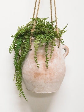 Adina Terracotta Hanging Pot White Wash