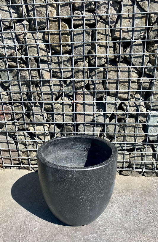 Black Terrazzo Egg Pot Med