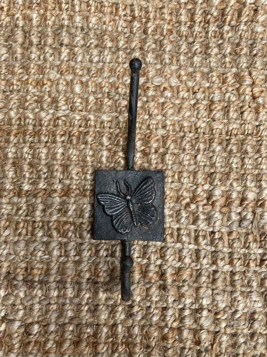 Cast Iron Butterfly  Wall Hook Black