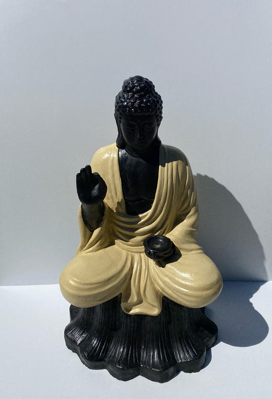 Buddha Lotus Candle 100cm Black/Cream
