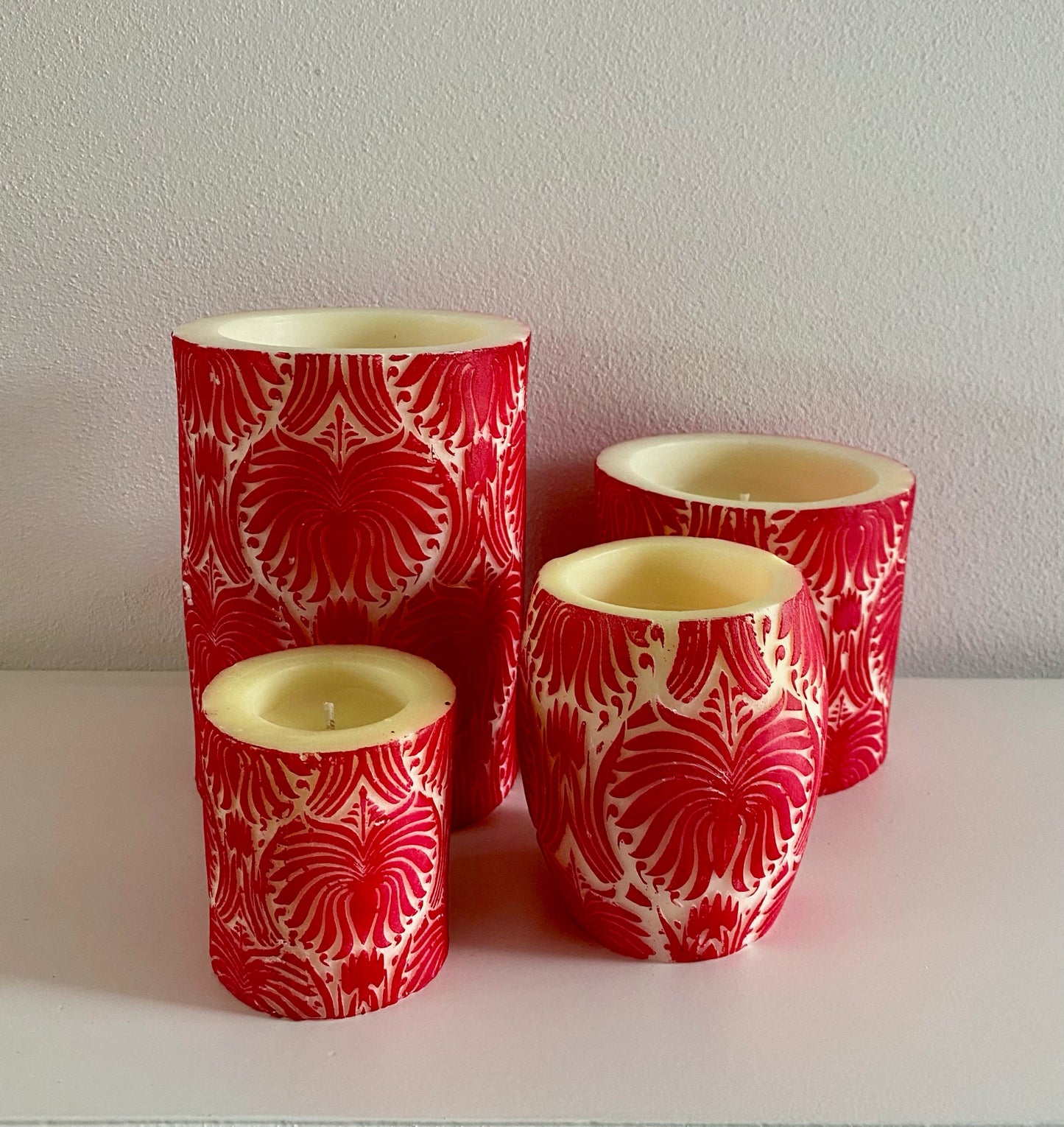 Lotus Rec Pillar 6" Red/White Cranberry