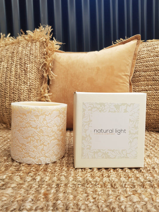 Damask Leaf Hollow Lantern Ivory/White