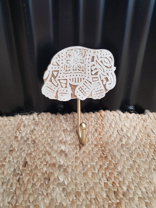 Elephant Block Print Hook