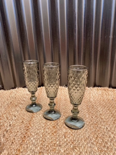 Zahara Flute Glass - Grey