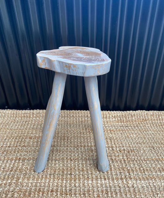 Rustic Stool Greywash