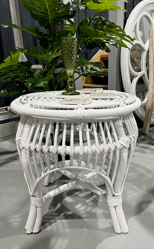 Rattan White Coffee Table 50cm