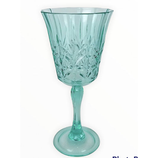Crystal Cut Wine Glass Sea Foam