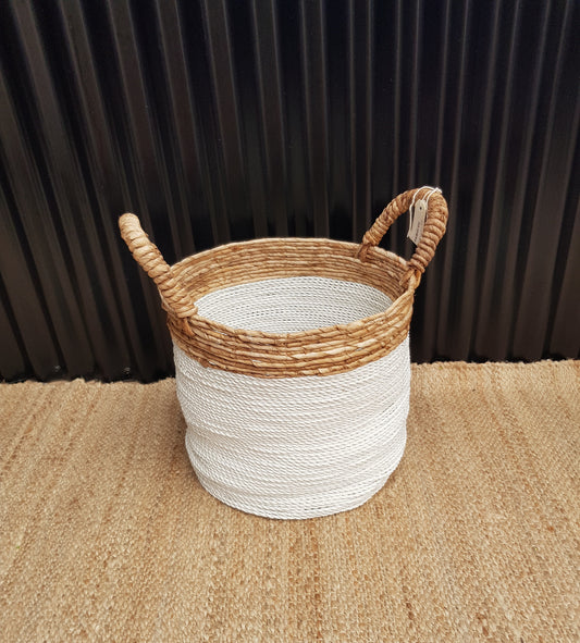 White and Natural Basket Large