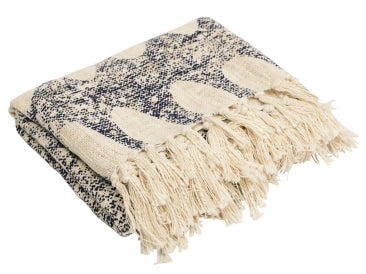 Larnie  Cotton Slum Throw Blue