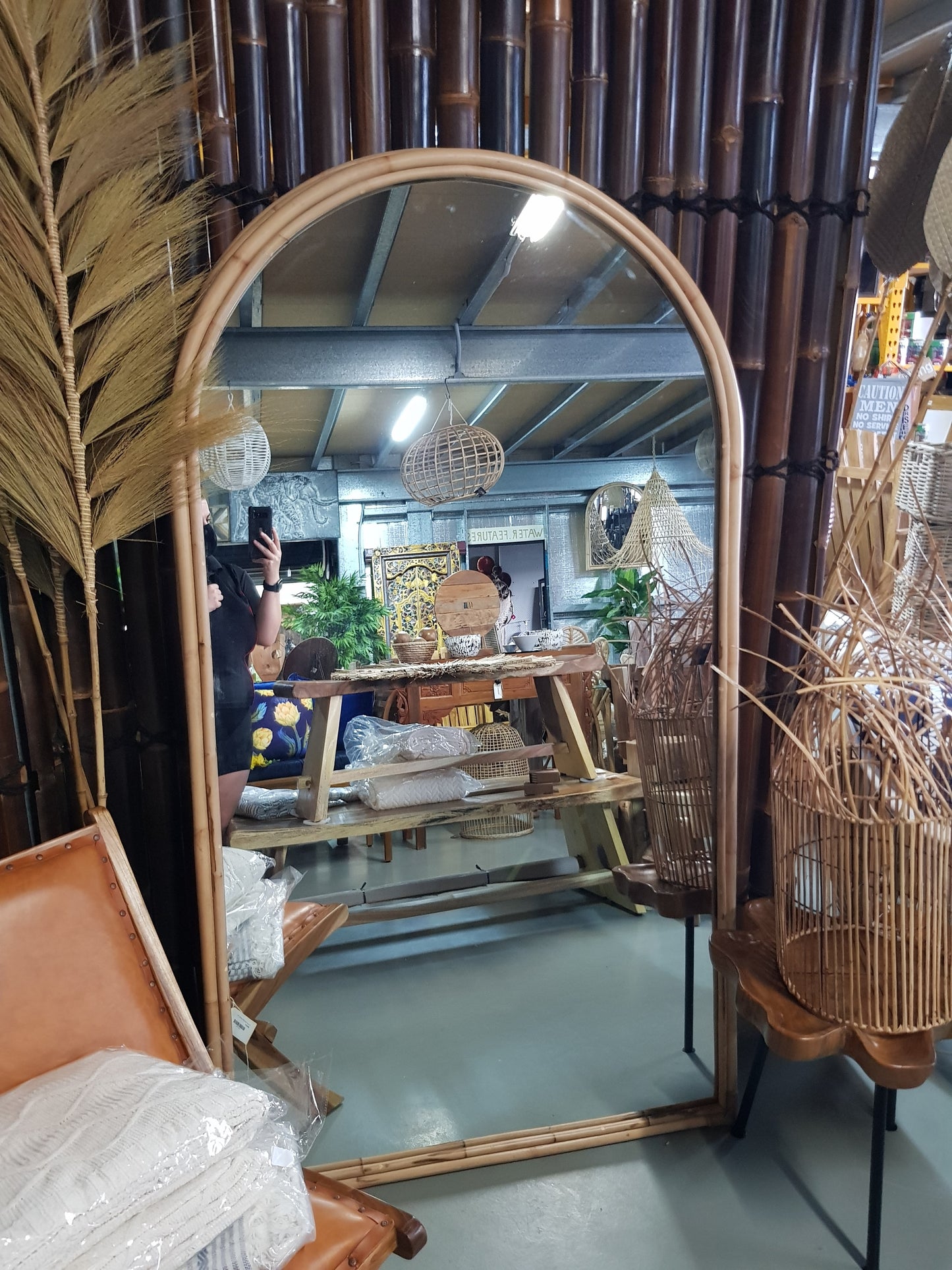 Large Rattan Mirror 180cm