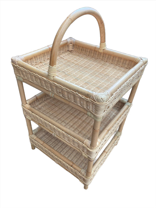 3 Tiered Tray with Handle Rattan