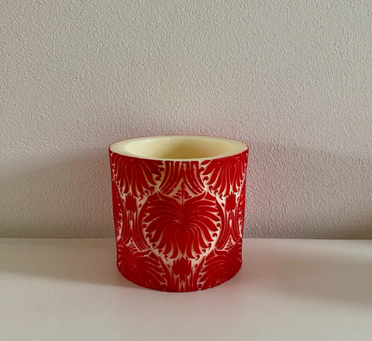 Lotus Rec Pillar 4" Red/White Cranberry