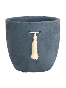 Tassel Planter Navy 13 x 15 cm