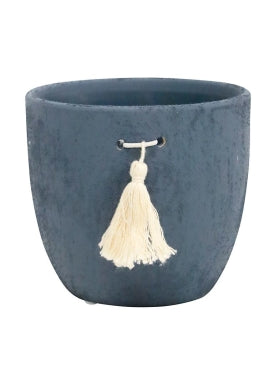 Tassel Planter Navy 11 x 13 cm