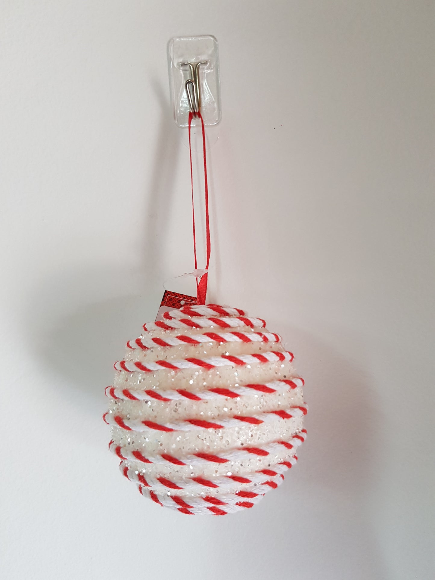 Hanging White Candy cane Bauble 8 cm